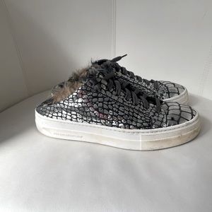 P448 Silver Platform Mules